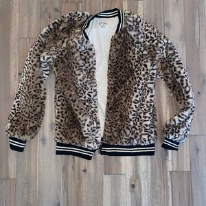 Art Class Leopard Print Teddy Jacket